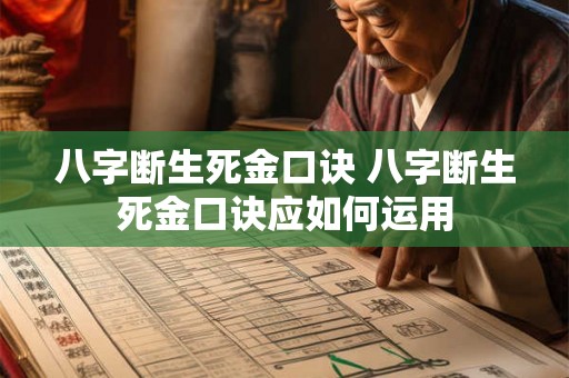八字断生死金口诀 八字断生死金口诀应如何运用