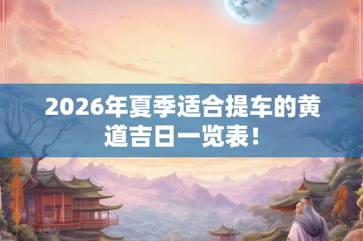 2026年夏季适合提车的黄道吉日一览表! 2026年夏季适合提车的黄道吉日一览表!