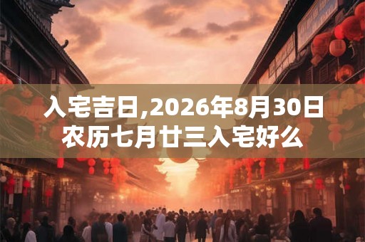 入宅吉日,2026年8月30日农历七月廿三入宅好么