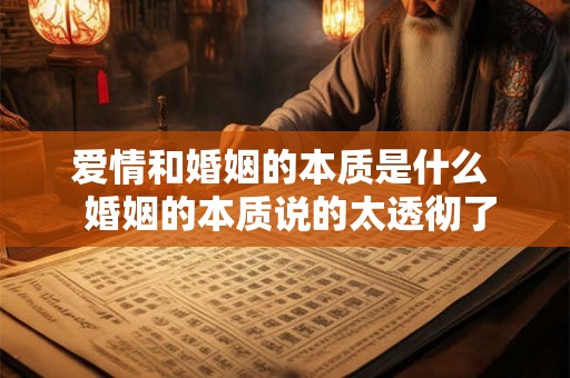 爱情和婚姻的本质是什么  婚姻的本质说的太透彻了