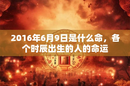 2016年6月9日是什么命，各个时辰出生的人的命运