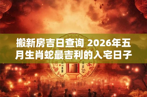 搬新房吉日查询 2026年五月生肖蛇最吉利的入宅日子
