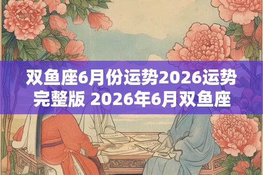 双鱼座6月份运势2026运势完整版 2026年6月双鱼座运势如何 双鱼座6月份运势2026运势完整版 2026年6月双鱼座运势如何