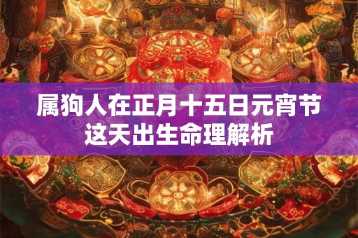 属狗人在正月十五日元宵节这天出生命理解析