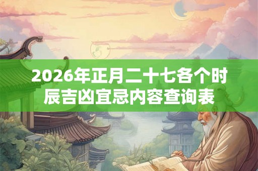 2026年正月二十七各个时辰吉凶宜忌内容查询表