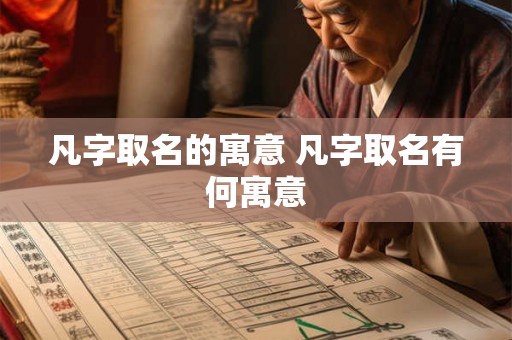 凡字取名的寓意 凡字取名有何寓意