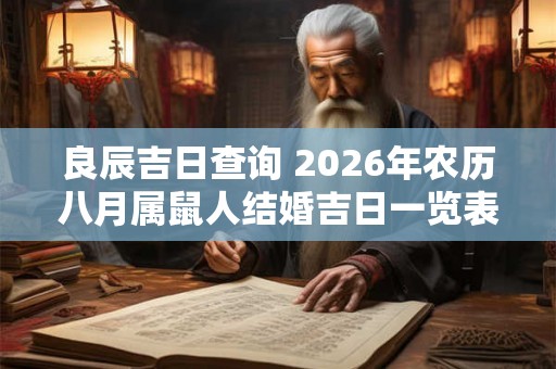 良辰吉日查询 2026年农历八月属鼠人结婚吉日一览表