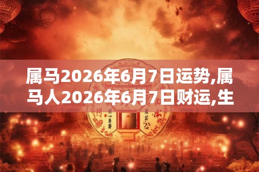 属马2026年6月7日运势,属马人2026年6月7日财运,生肖马2026年6月7日运势