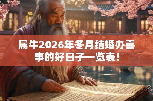 属牛2026年冬月结婚办喜事的好日子一览表！