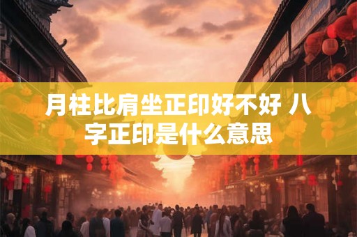 月柱比肩坐正印好不好 八字正印是什么意思