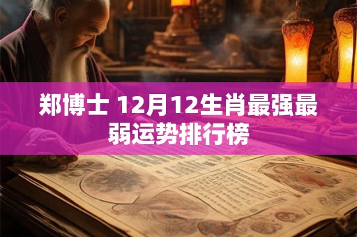 郑博士 12月12生肖最强最弱运势排行榜