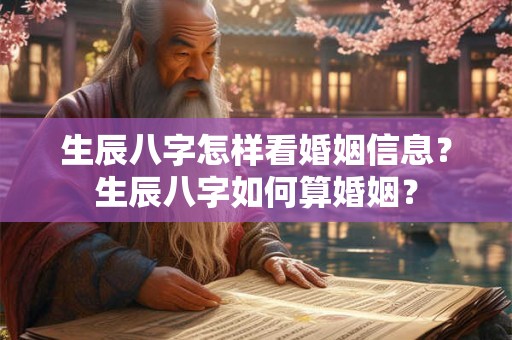 生辰八字怎样看婚姻信息？生辰八字如何算婚姻？