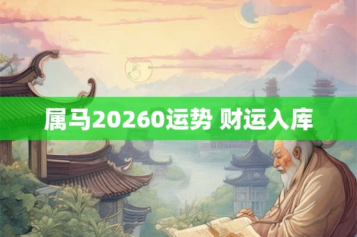 属马20260运势 财运入库