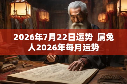 2026年7月22日运势  属兔人2026年每月运势