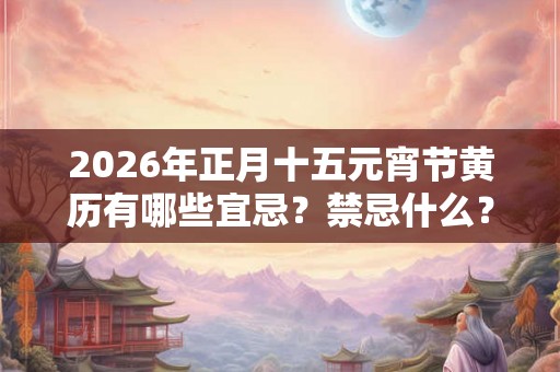 2026年正月十五元宵节黄历有哪些宜忌？禁忌什么？