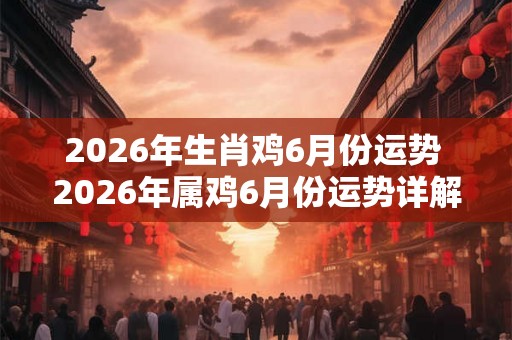 2026年生肖鸡6月份运势 2026年属鸡6月份运势详解