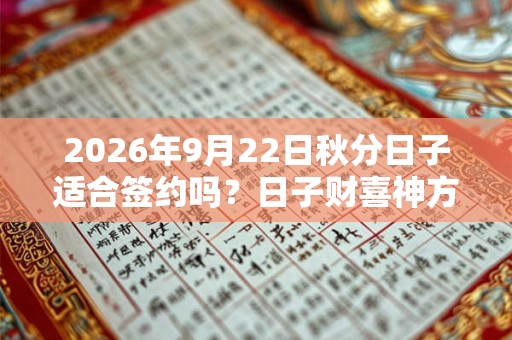2026年9月22日秋分日子适合签约吗？日子财喜神方位？