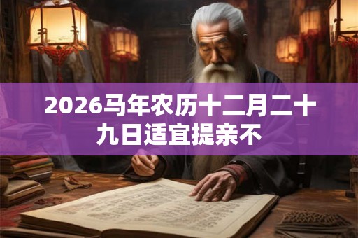2026马年农历十二月二十九日适宜提亲不 2026马年农历十二月二十九日适宜提亲不