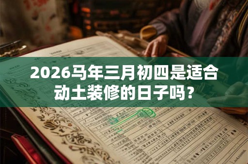 2026马年三月初四是适合动土装修的日子吗？