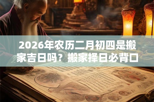 2026年农历二月初四是搬家吉日吗？搬家择日必背口诀