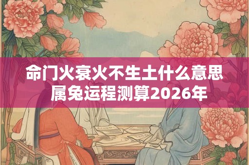 命门火衰火不生土什么意思  属兔运程测算2026年