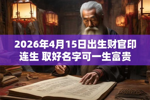 2026年4月15日出生财官印连生 取好名字可一生富贵