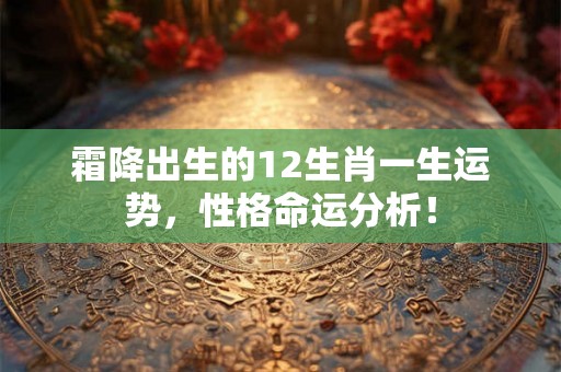 霜降出生的12生肖一生运势,性格命运分析! 霜降出生的12生肖一生运势,性格命运分析!