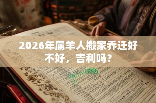 2026年属羊人搬家乔迁好不好，吉利吗？