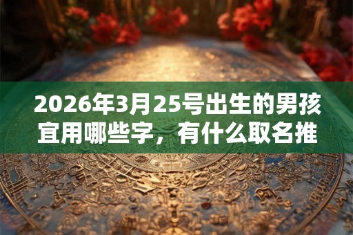 2026年3月25号出生的男孩宜用哪些字，有什么取名推荐？