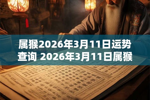 属猴2026年3月11日运势查询 2026年3月11日属猴人运势好吗