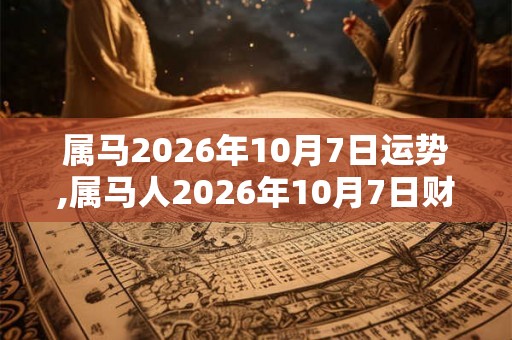 属马2026年10月7日运势,属马人2026年10月7日财运,生肖马2026年10月7日运势
