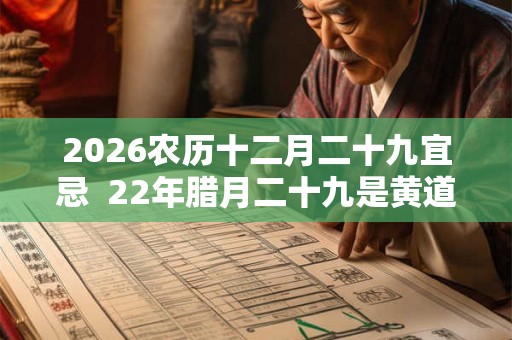 2026农历十二月二十九宜忌  22年腊月二十九是黄道吉日吗