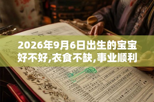 2026年9月6日出生的宝宝好不好,衣食不缺,事业顺利