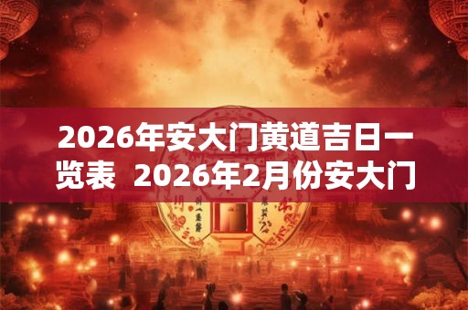 2026年安大门黄道吉日一览表 2026年2月份安大门吉日 2026年安大门黄道吉日一览表 2026年2月份安大门吉日