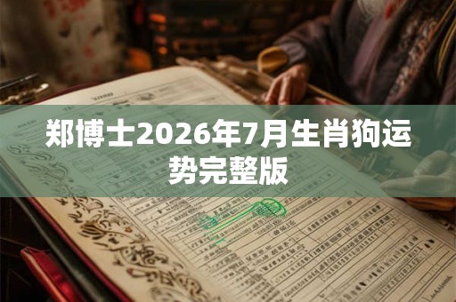 郑博士2026年7月生肖狗运势完整版
