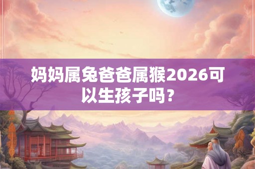 妈妈属兔爸爸属猴2026可以生孩子吗？