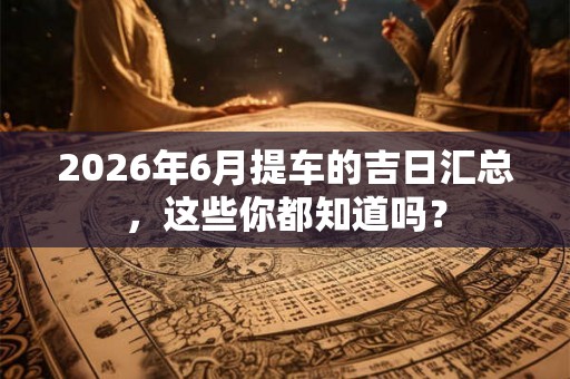 2026年6月提车的吉日汇总，这些你都知道吗？