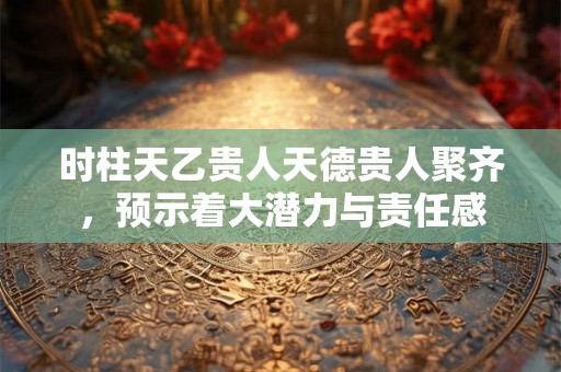 时柱天乙贵人天德贵人聚齐，预示着大潜力与责任感