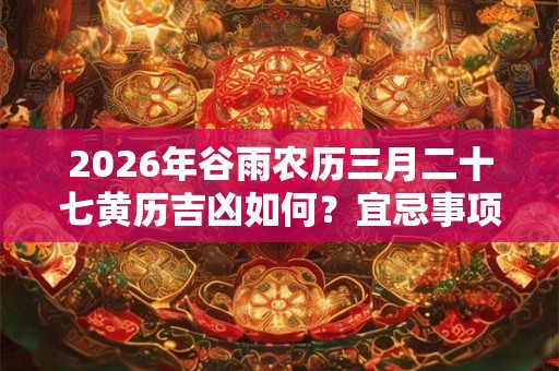 2026年谷雨农历三月二十七黄历吉凶如何?宜忌事项有哪些? 2026年谷雨农历三月二十七黄历吉凶如何?宜忌事项有哪些?