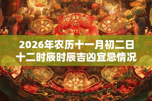 2026年农历十一月初二日十二时辰时辰吉凶宜忌情况一览表
