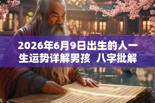 2026年6月9日出生的人一生运势详解男孩  八字批解