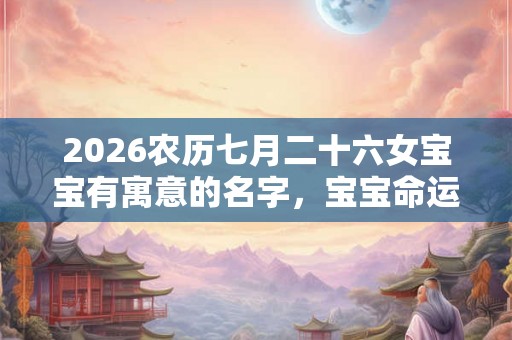 2026农历七月二十六女宝宝有寓意的名字，宝宝命运如何？