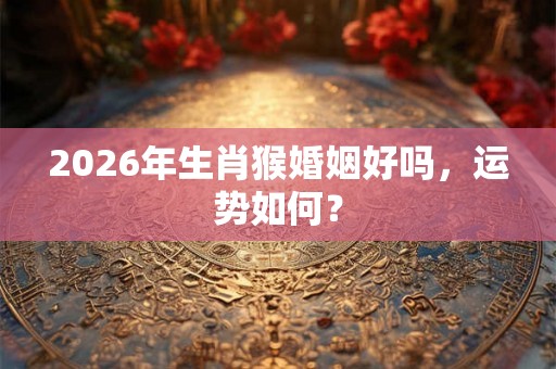 2026年生肖猴婚姻好吗，运势如何？