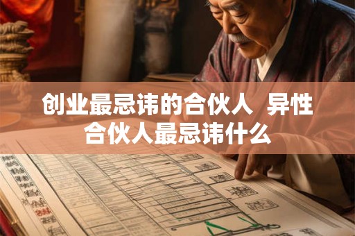 创业最忌讳的合伙人  异性合伙人最忌讳什么