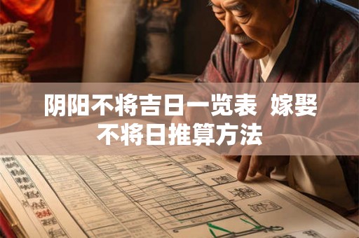 阴阳不将吉日一览表  嫁娶不将日推算方法