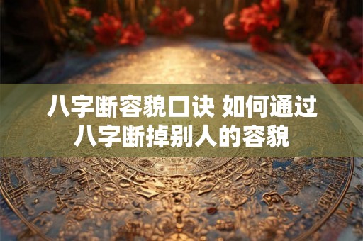 八字断容貌口诀 如何通过八字断掉别人的容貌 八字断容貌口诀 如何通过八字断掉别人的容貌