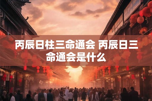 丙辰日柱三命通会 丙辰日三命通会是什么