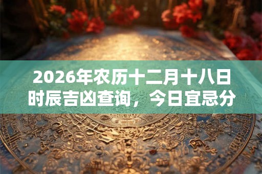 2026年农历十二月十八日时辰吉凶查询,今日宜忌分析 2026年农历十二月十八日时辰吉凶查询,今日宜忌分析