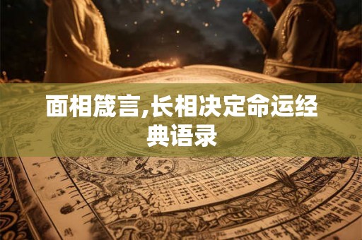 面相箴言,长相决定命运经典语录