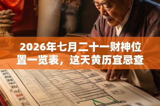 2026年七月二十一财神位置一览表，这天黄历宜忌查询